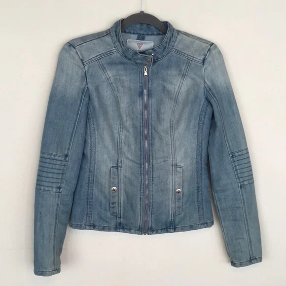 EUC Guess Moto Style Denim Jacket - Picture 2 of 5